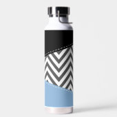 Bouteille D'eau Gris Zigzag, Gris Chevron, Motif Zigzag, Bleu (Gauche)