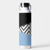 Bouteille D'eau Gris Zigzag, Gris Chevron, Motif Zigzag, Bleu (Avant)