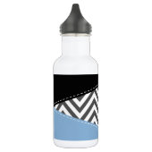 Bouteille D'eau Gris Zigzag, Gris Chevron, Motif Zigzag, Bleu (Gauche)