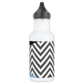 Bouteille D'eau Gris Zigzag, Gris Chevron, Motif Zigzag, Bleu (Droite)
