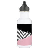 Bouteille D'eau Gris Zigzag, Gris Chevron, Motif Zigzag, Rose (Droite)