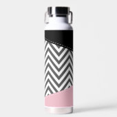 Bouteille D'eau Gris Zigzag, Gris Chevron, Motif Zigzag, Rose (Avant)