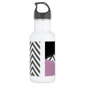 Bouteille D'eau Gris Zigzag, Gris Chevron, Motif Zigzag, Violet (Dos)