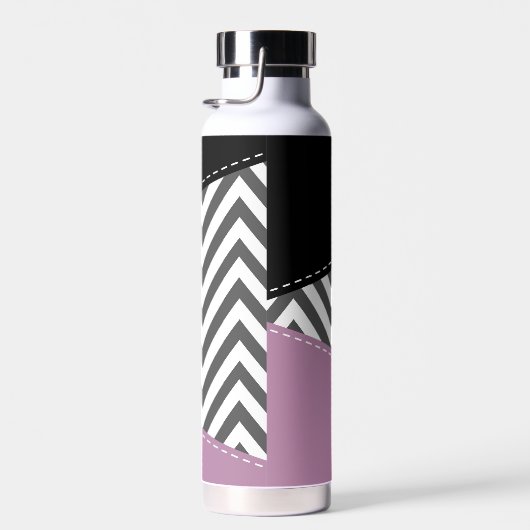 Bouteille D'eau Gris Zigzag, Gris Chevron, Motif Zigzag, Violet (Plage)