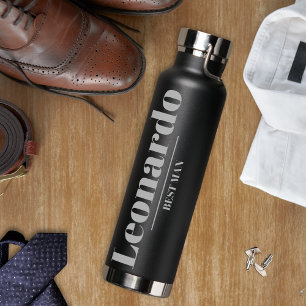 Bouteille D'eau Groomsmen Cadeau Simple Moderne Monogramme Nom