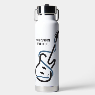 Bouteille D'eau Guitare stylisée de texte personnalisé