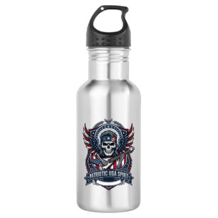 Bouteille D'eau Guitariste de la Liberté Patriotique Crâne Musique
