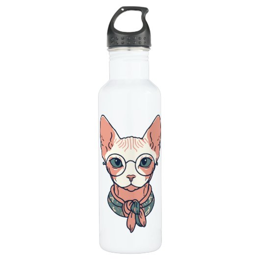 Bouteille D'eau Hairless Sphynx Cat wearing glasses (Devant)
