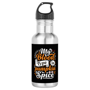 Bouteille D'eau Halloween Citrouille Épice Groupe Sanguin Rétro Ty