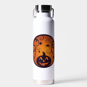 Bouteille D'eau Halloween Jack-o'-lantern citrouille visage et ara