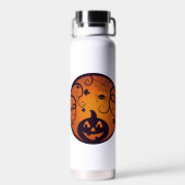 Bouteille D'eau Halloween Jack-o'-lantern citrouille visage et ara (Arrière)