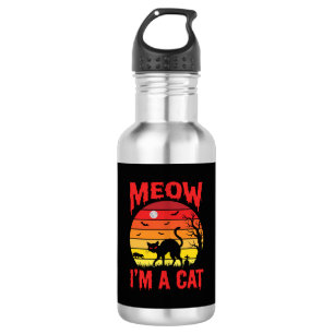 Bouteille D'eau Halloween Miaou Je suis un chat Rétro Coucher de s