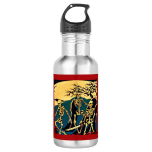 Bouteille D'eau Halloween - Skeletons Woodcut 4