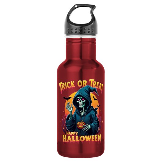 Bouteille D'eau Halloween Spooky Vibes: Trick or Treat Skeleton (Devant)