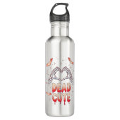 Bouteille D'eau halloween Squelette Mains Coeur, chauves-souris et (Devant)