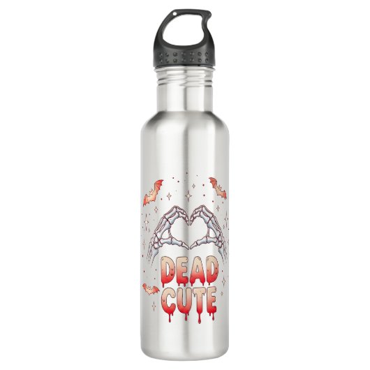 Bouteille D'eau halloween Squelette Mains Coeur, chauves-souris et (Devant)