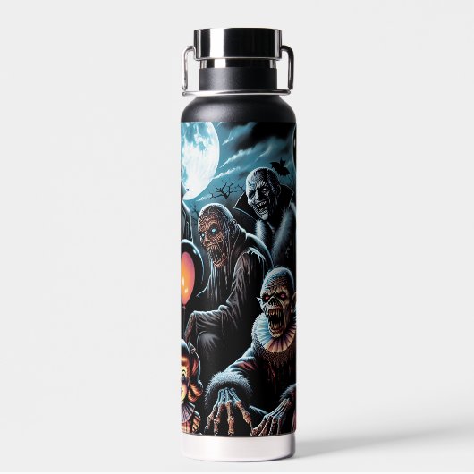 Bouteille D'eau Halloween Zombie, Clown, Vamp et poupée hantée (Arrière)