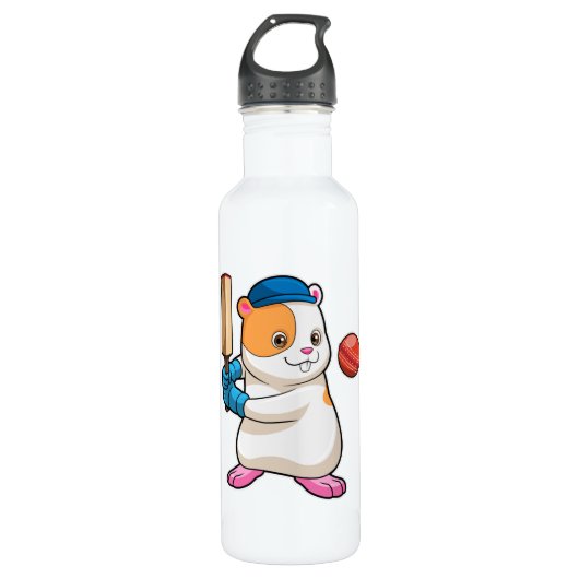 Bouteille D'eau Hamster au cricket avec batte de cricket & Casquet (Devant)