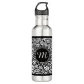 Bouteille D'eau Hand Drawn Black and White Flower Pattern Monogram (Devant)