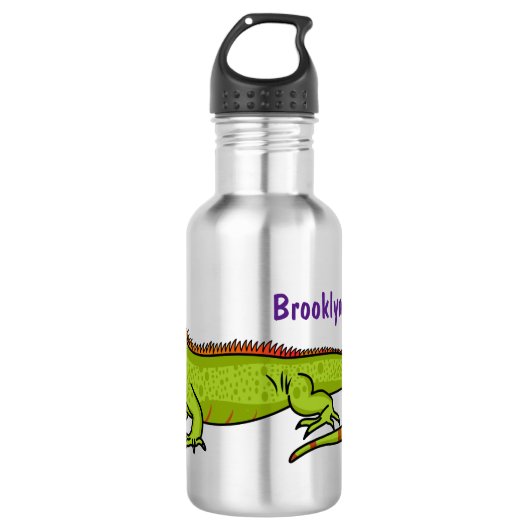 Bouteille D'eau Happy green iguana cartoon illustration (Devant)
