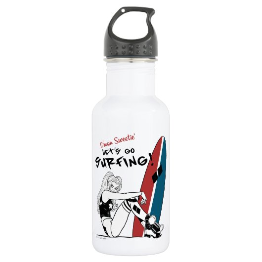 Bouteille D'eau Harley Quinn - Allons surfer (Devant)