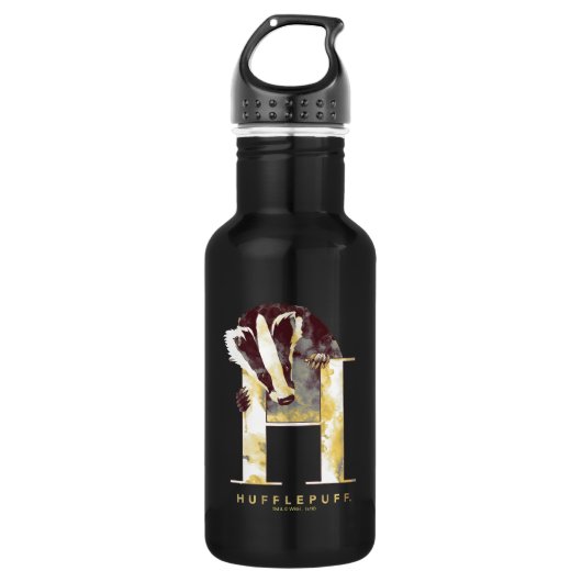 Bouteille D'eau Harry Potter | Aquarelle Badger HUFFLEPUFF™ (Devant)