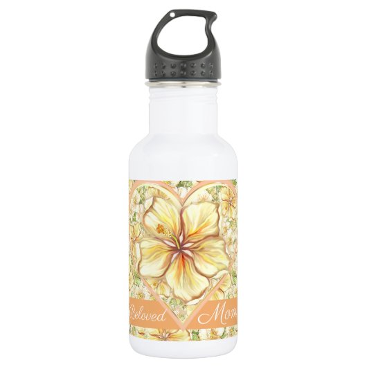 Bouteille D'eau Hibiscus & dentelle JAUNE (Devant)