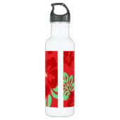 Bouteille D'eau Hibiscus Fleurs Motif Troique Rouge Monogramme (Dos)
