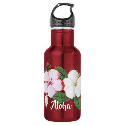 Bouteille D'eau Hibiscus Hawaiian Tropical Floral (Devant)