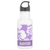 Bouteille D'eau Hibiscus Tropical Lavande Lumineux ; Personnalisé (Devant)