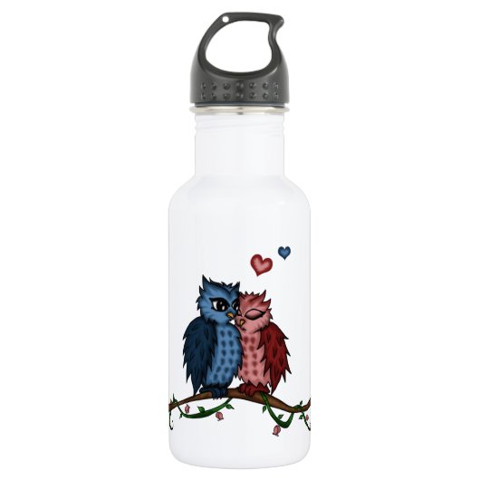Bouteille D'eau hiboux dans l'amour (Devant)