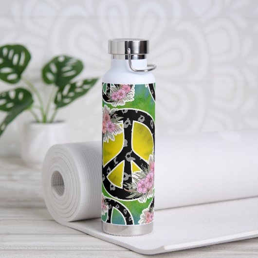 Bouteille D'eau Hippie Peace Tie Dye Fleurs Tumbler Bottle (Yoga)