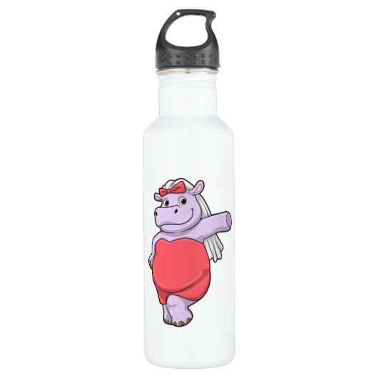 Bouteille D'eau Hippo en mariée avec Voile & Bow (Devant)