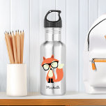 Bouteille D'eau Hipster Red Fox<br><div class="desc">Illustration personnalisée de renard hipster adorable.</div>