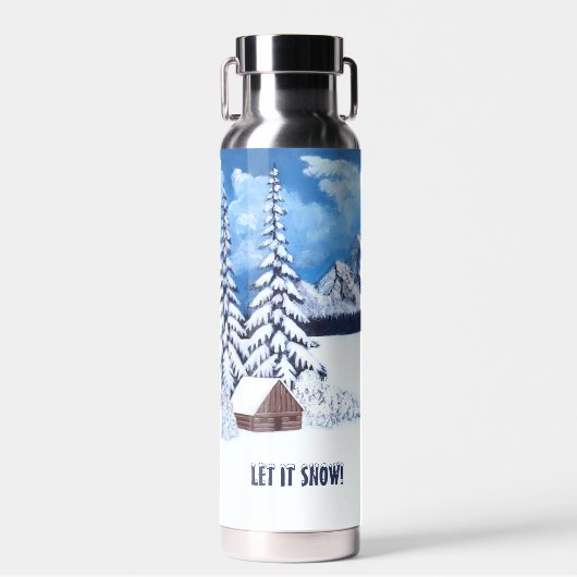 Bouteille D'eau Hiver Wonder Scène Argent Isolé (Avant)