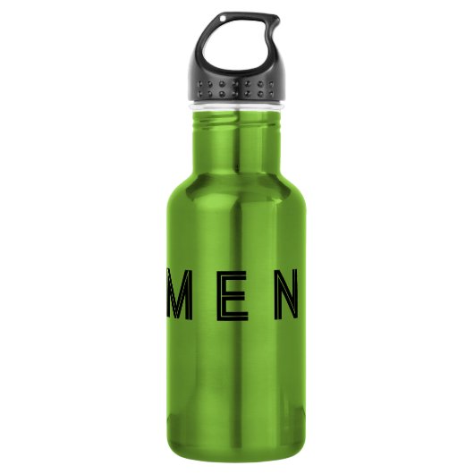 Bouteille d'eau Hommes Nom Noir Couleur du texte P (Devant)