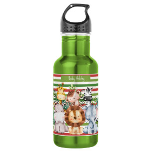 Bouteille D'eau Horloge ronde personnalisée avec animaux de safari