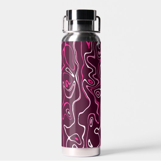 Bouteille D'eau Hot pink damascus abstract swirls Custom Monogram (Arrière)