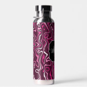 Bouteille D'eau Hot pink damascus abstract swirls Custom Monogram (Plage)