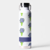 Bouteille D'eau Hydrangea Bleu Vase Floral Monogramme (Avant)