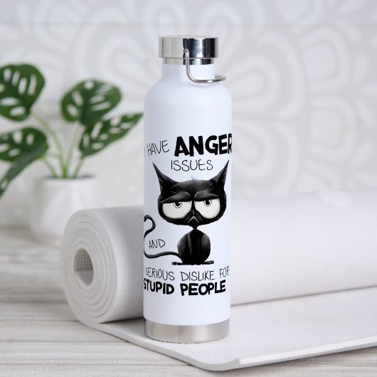 Bouteille D'eau I Have Anger Issues Funny Cat Lover Gift (Yoga (pivoté))
