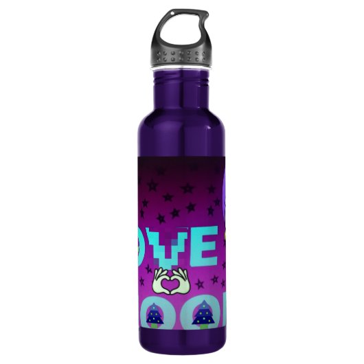 Bouteille D'eau "I Love Moon" - Un design d'art céleste fantasque (Devant)