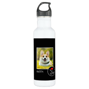 Bouteille D'eau I Love My Dog, Custom Photo - Pet Lovers