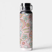 Bouteille D'eau Icônes stylées de retour à l'école (Arrière)