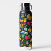 Bouteille D'eau Icônes stylées de retour à l'école (Arrière)