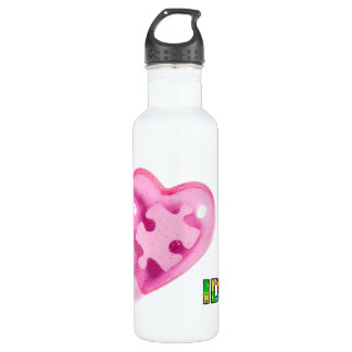 Bouteille D'eau IDIC15 Personnaliser cardiaque rose