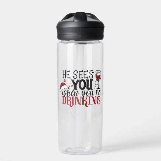 Bouteille D'eau Il vous voit quand vous buvez Noël Père Noël (Extérieur)