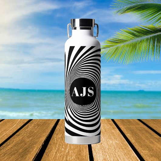 Bouteille D'eau Illusion d'optique Vortex Monogramme Noir & Blanc