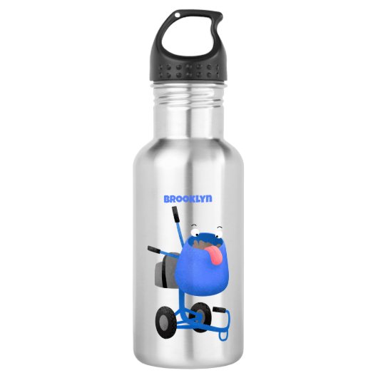 Bouteille D'eau Illustration amusante du mélangeur de ciment bleu (Devant)