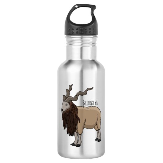 Bouteille D'eau Illustration de chèvre de Markhor (Devant)
